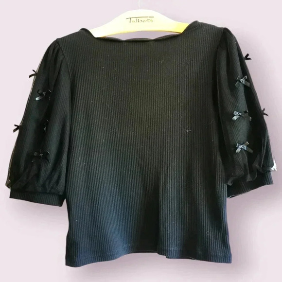 Ankrouge Puff Sleeves with ribbons top sz Medium - Picture 2 of 6